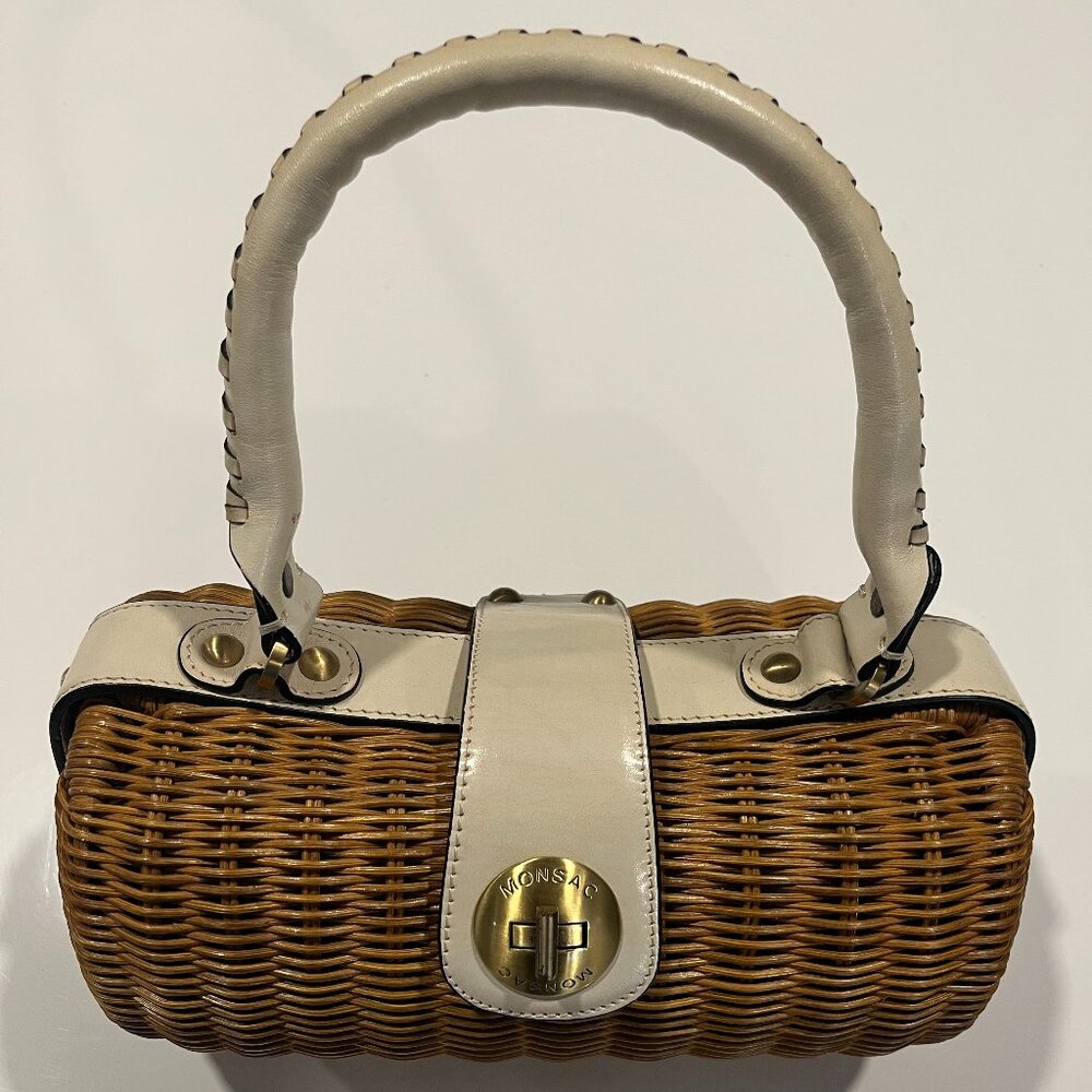 Monsac rattan basket purse